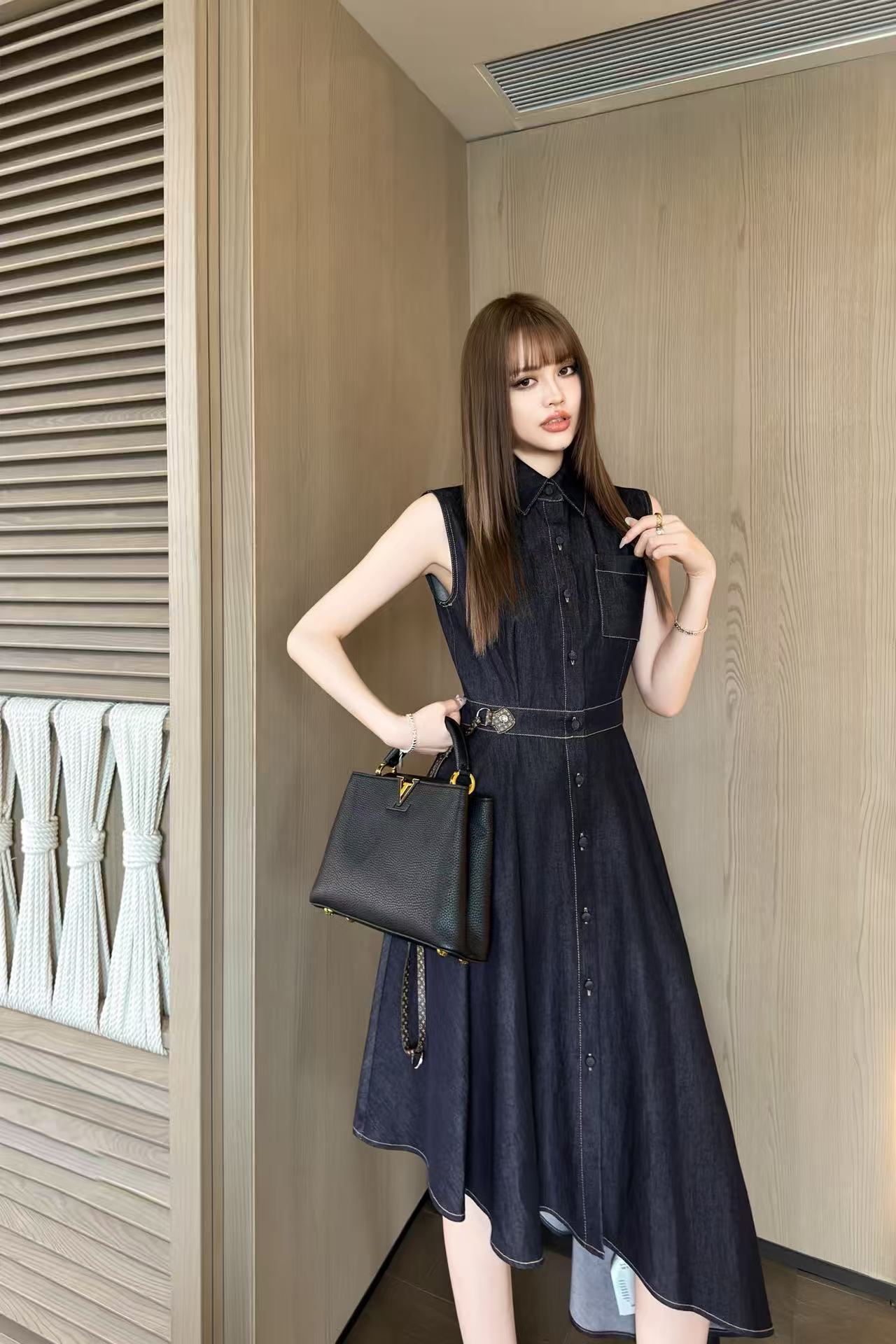LV不規則なミニマルなデニムドレス【50％割引+送料無料】