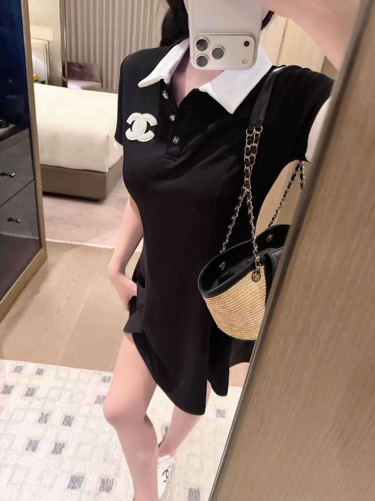 CHANE1 ダブルCラペルドレス【50％割引+送料無料】