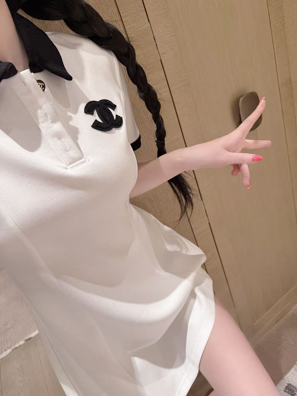 CHANE1 ダブルCラペルドレス【50％割引+送料無料】