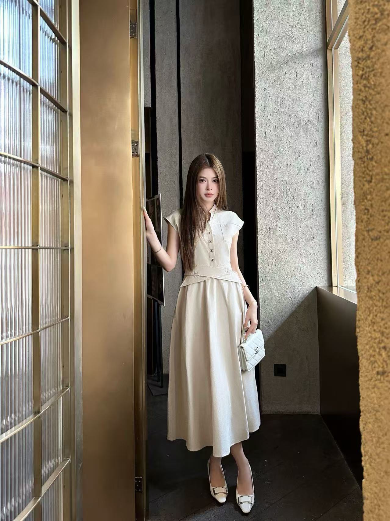 CHANE1 高品質ダブルCボタンワンピース【50％割引+送料無料】