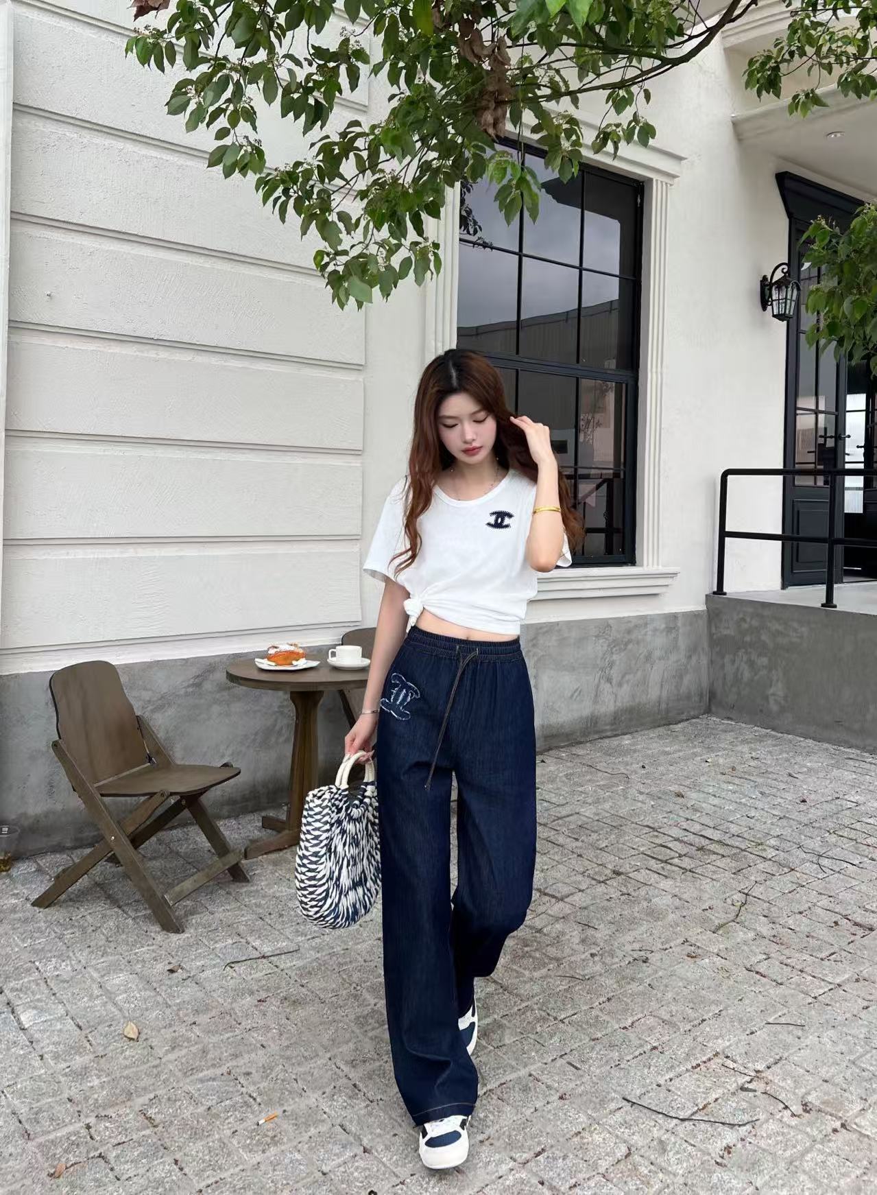 CHANE1 ダブルC Tシャツ＋パンツ ツーピースセット【50％割引+送料無料】