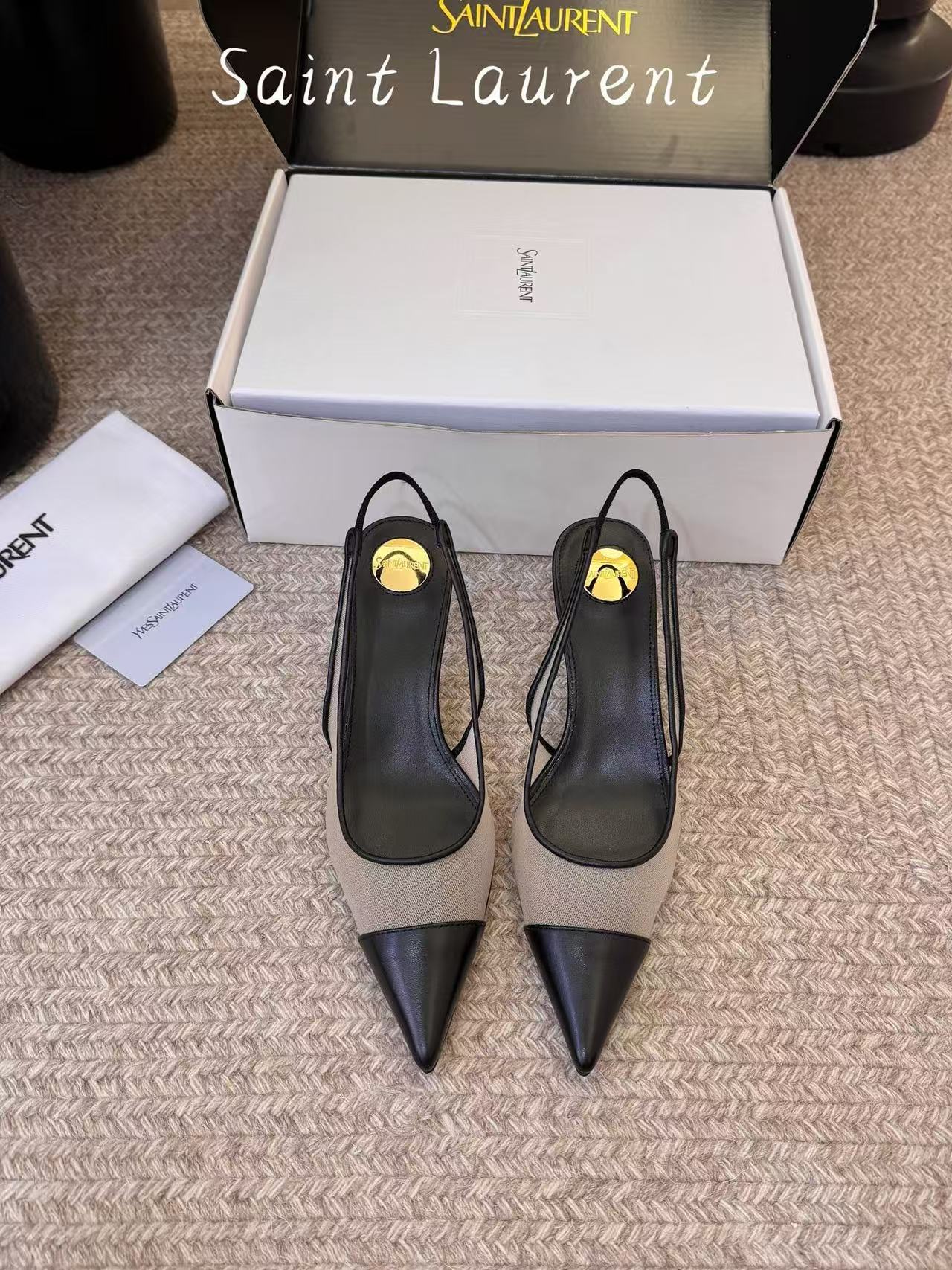 YSL 高品質ポインテッドトゥ ローヒールシューズ【50％割引+送料無料】