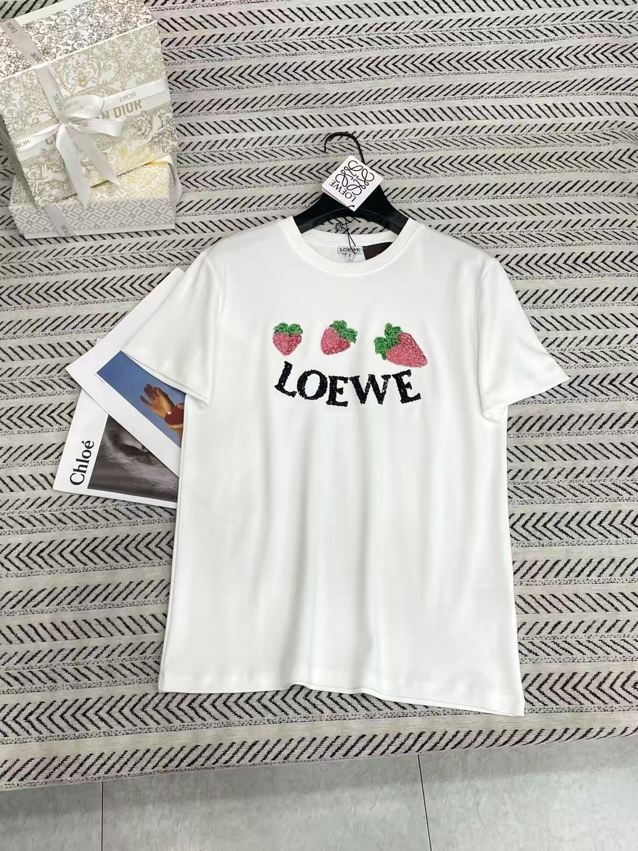L0WEW ビーズ付きイチゴTシャツ【50％割引+送料無料】