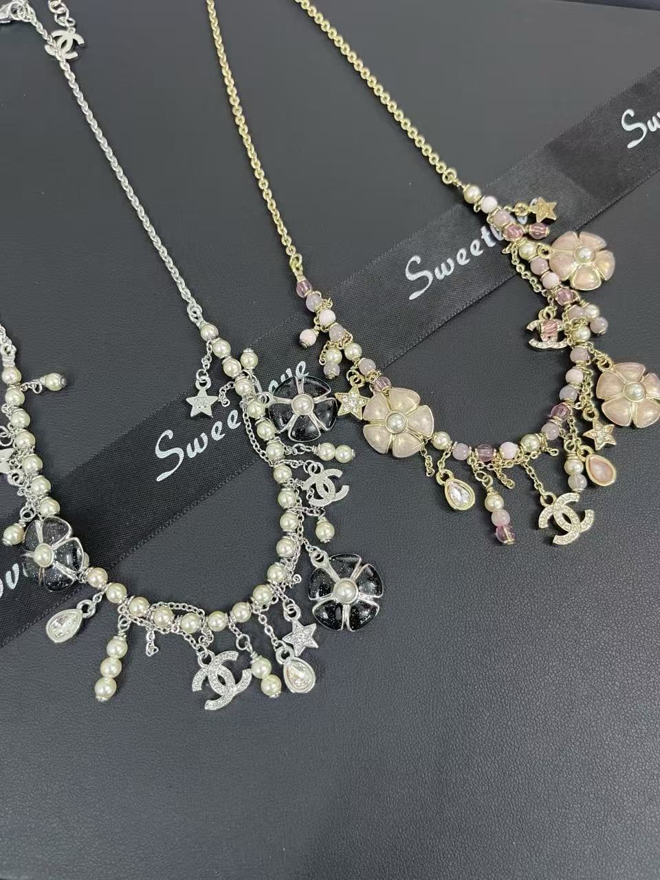 CHANE1 パールダブルCタッセルネックレス【50％割引+送料無料】