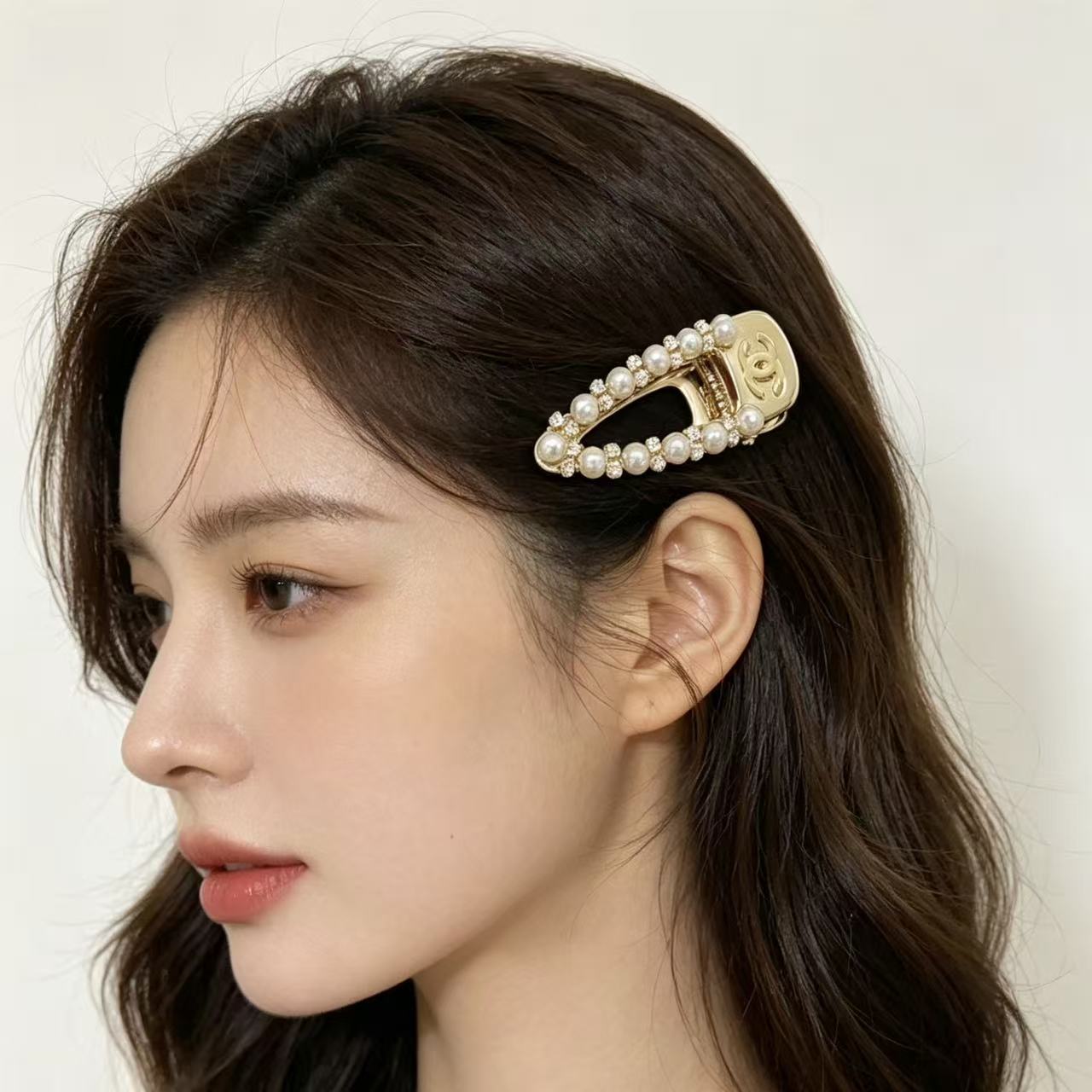 CHANE1 ダブルCパールヘアクリップ【50％割引+送料無料】