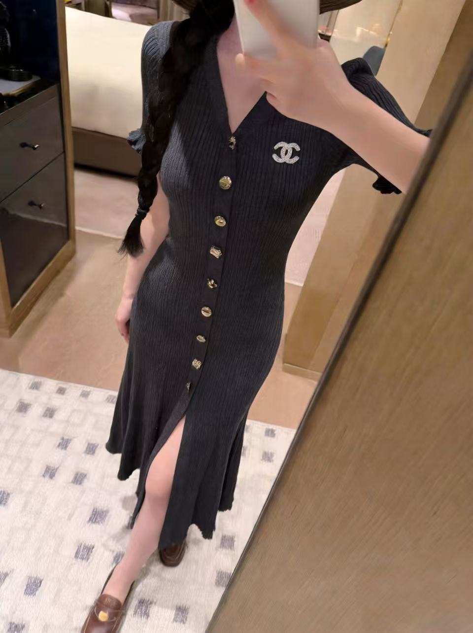 CHANE1 ダブルCニットドレス【50％割引+送料無料】