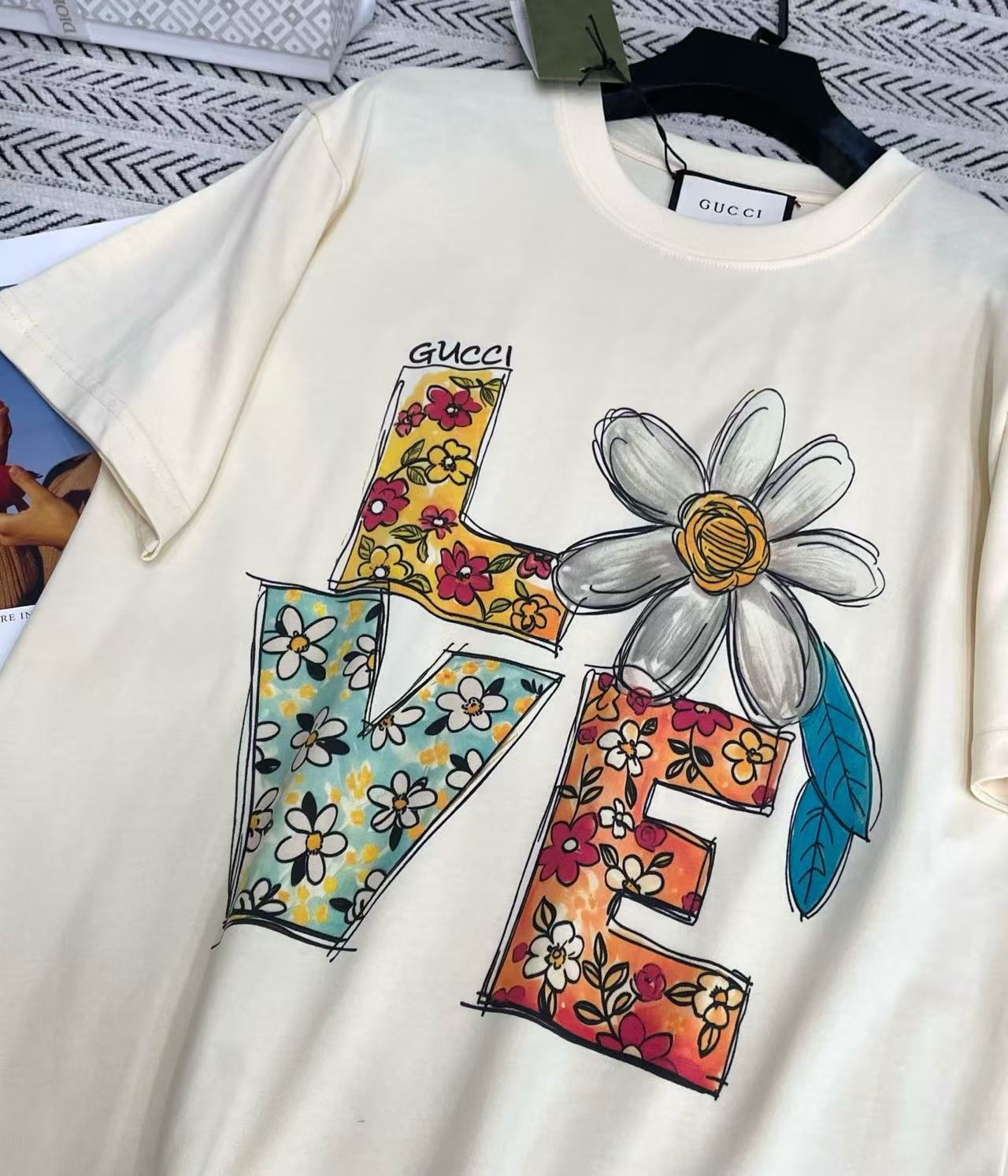 GUCC1 プリントレターTシャツ【50％割引+送料無料】