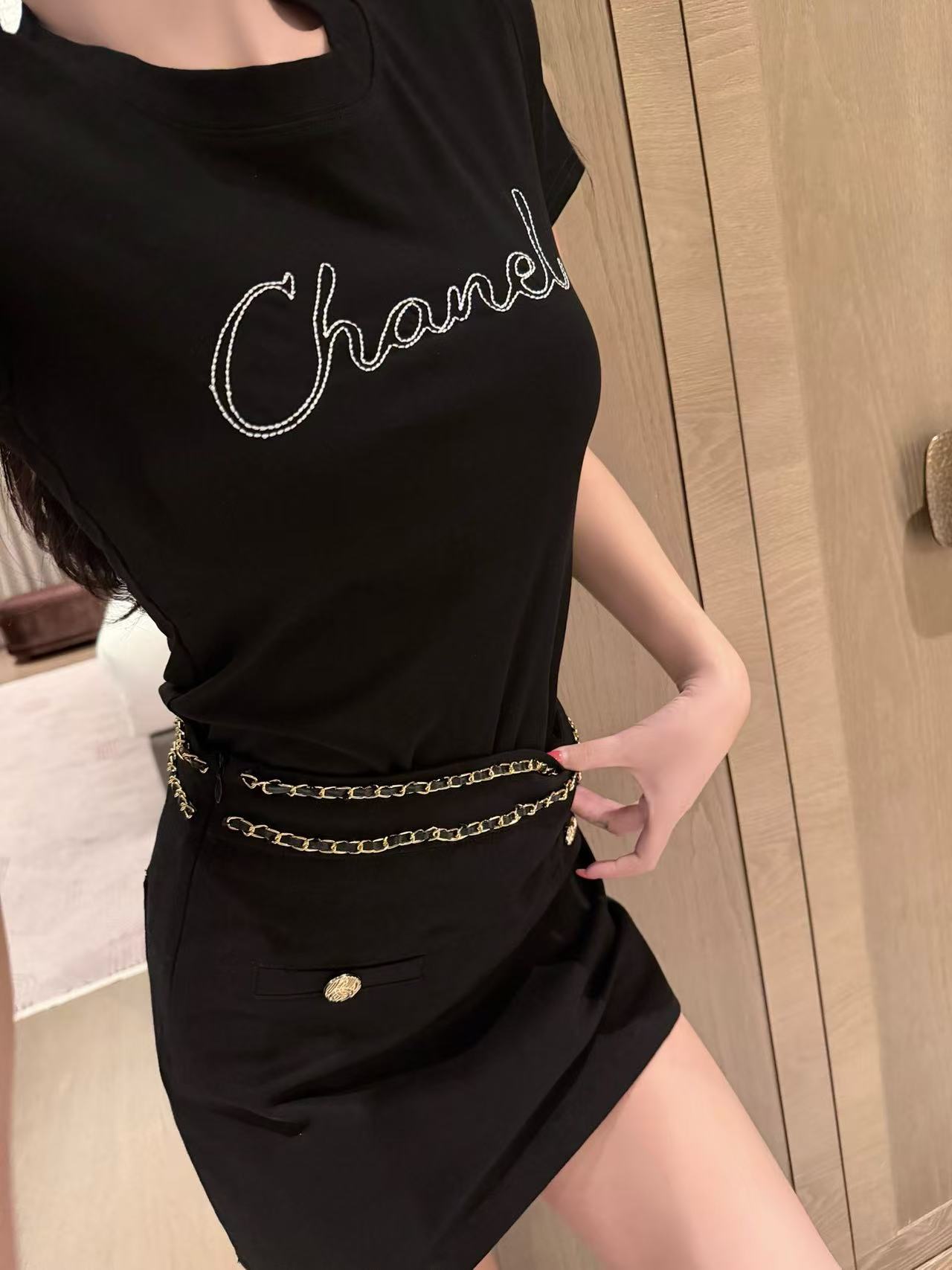 CHANE1 ダブルCチェーンミニスカート【50％割引+送料無料】