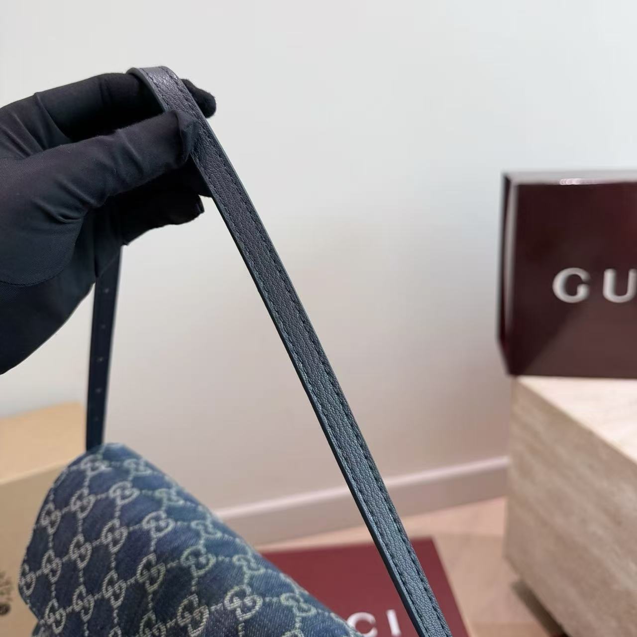 GUCC デニムジャカードショルダーバッグ【50％割引+送料無料】