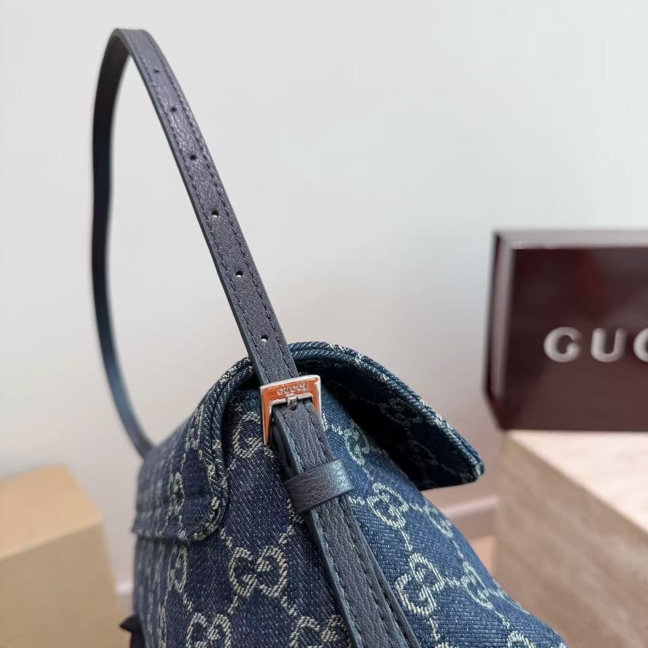 GUCC デニムジャカードショルダーバッグ【50％割引+送料無料】