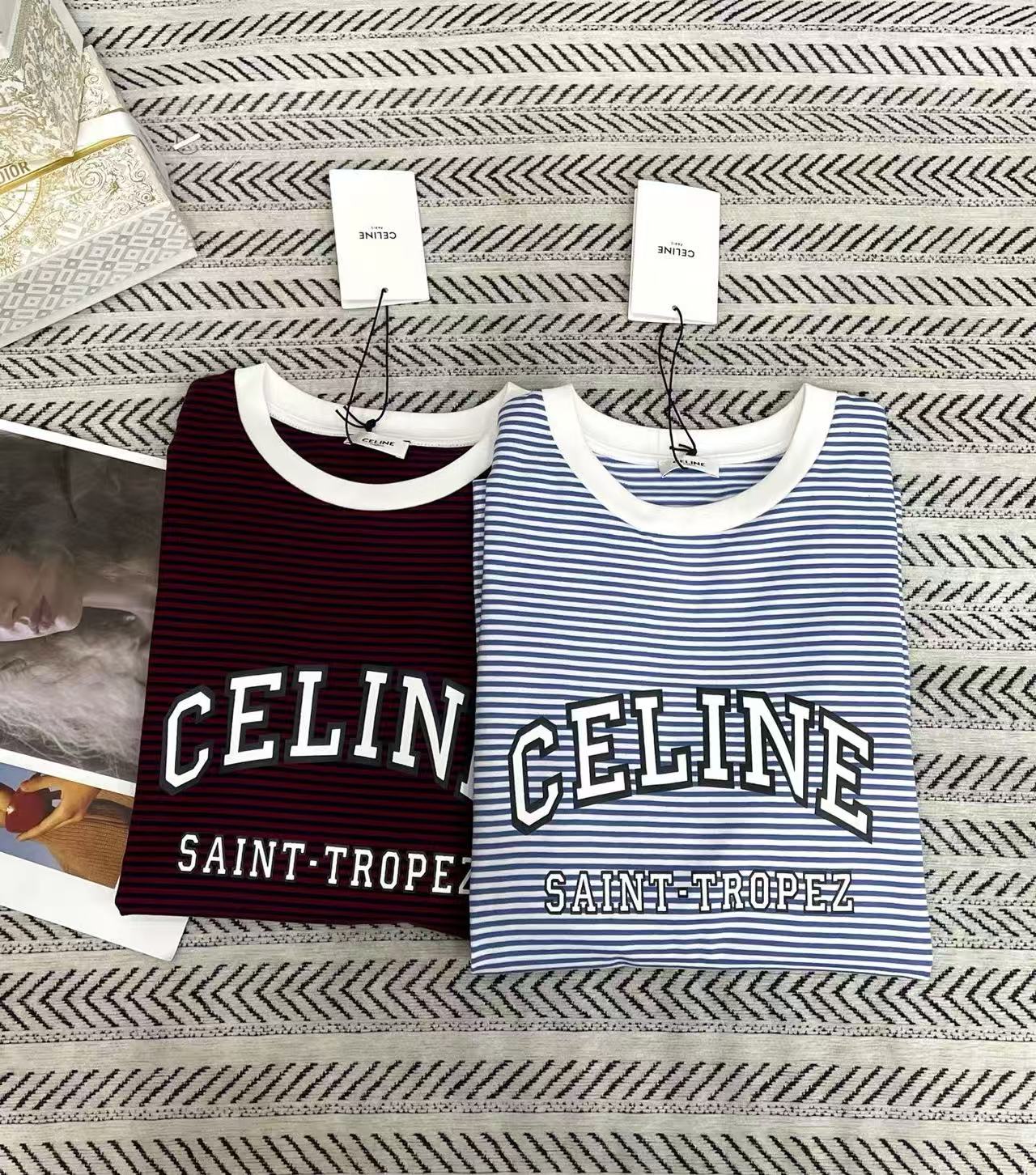 CEL1NE ストライプレターTシャツ【50％割引+送料無料】