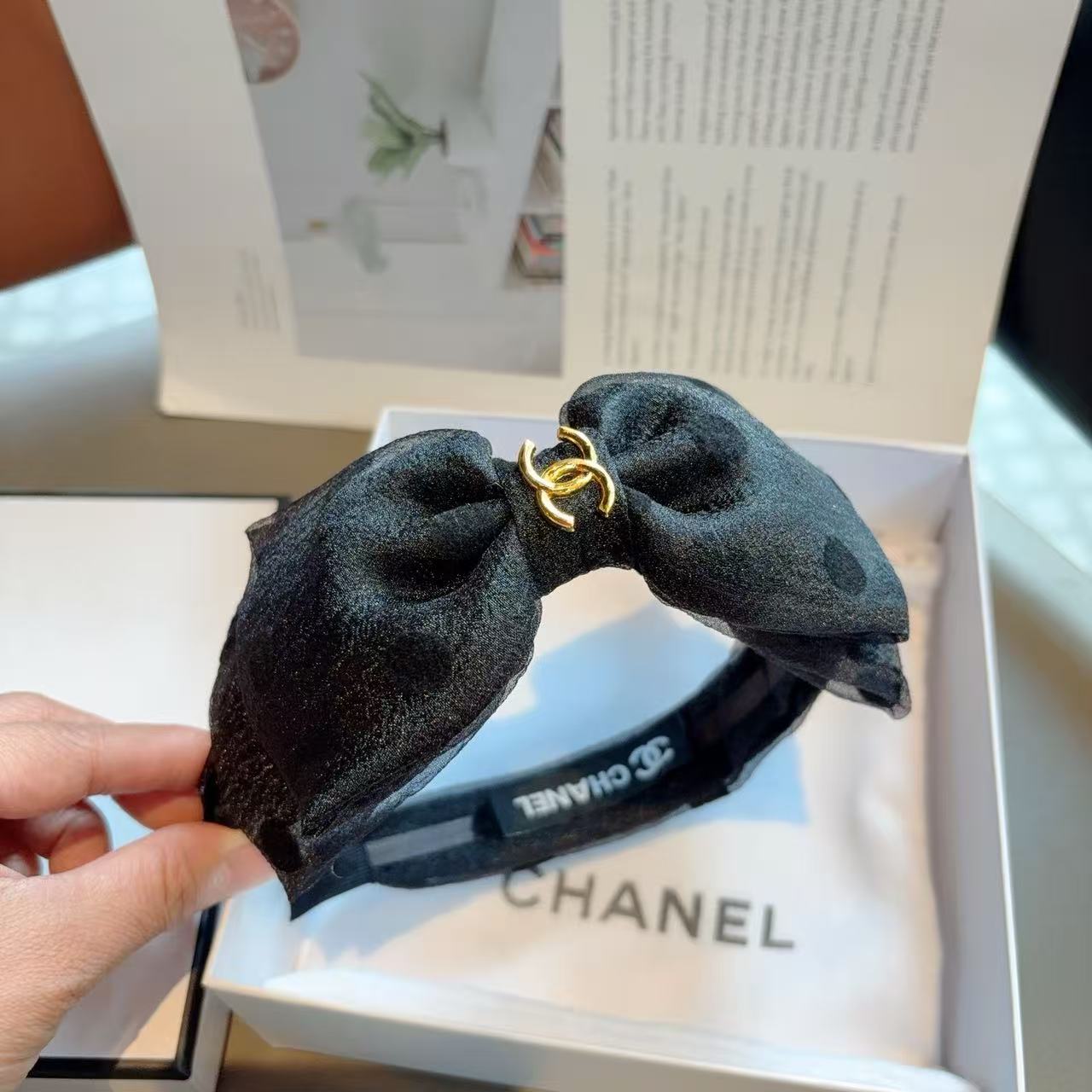 CHANE1 ダブルC ドット柄ヘッドバンド【50％割引+送料無料】
