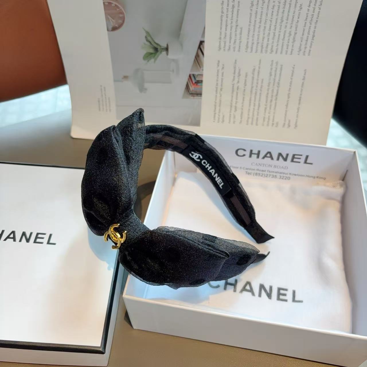 CHANE1 ダブルC ドット柄ヘッドバンド【50％割引+送料無料】