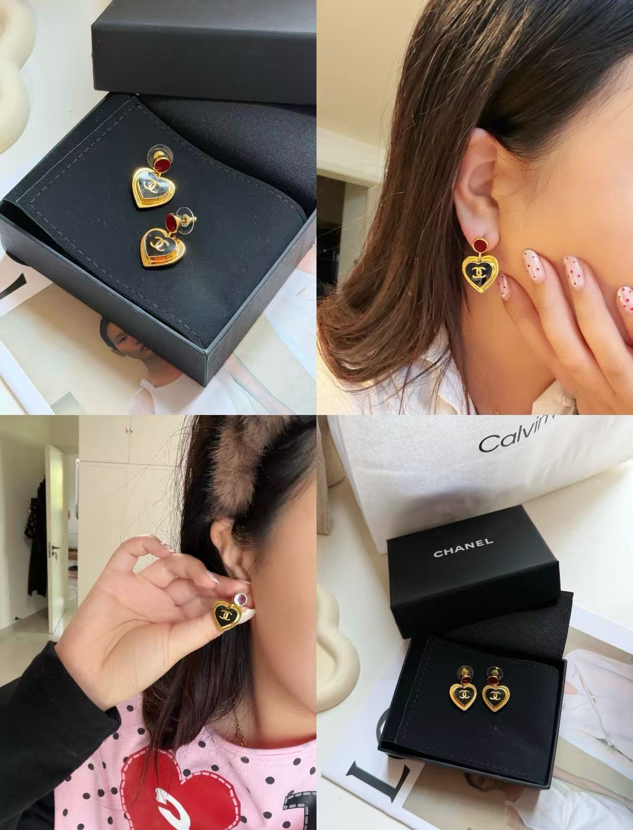 CHANE1 ダブルCハートピアス【50％割引+送料無料】