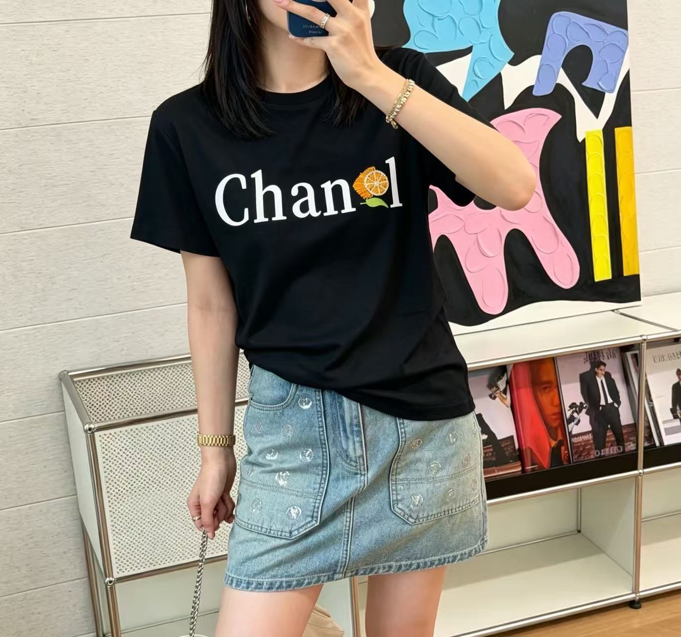 CHANE1 オレンジレターTシャツ【50％割引+送料無料】