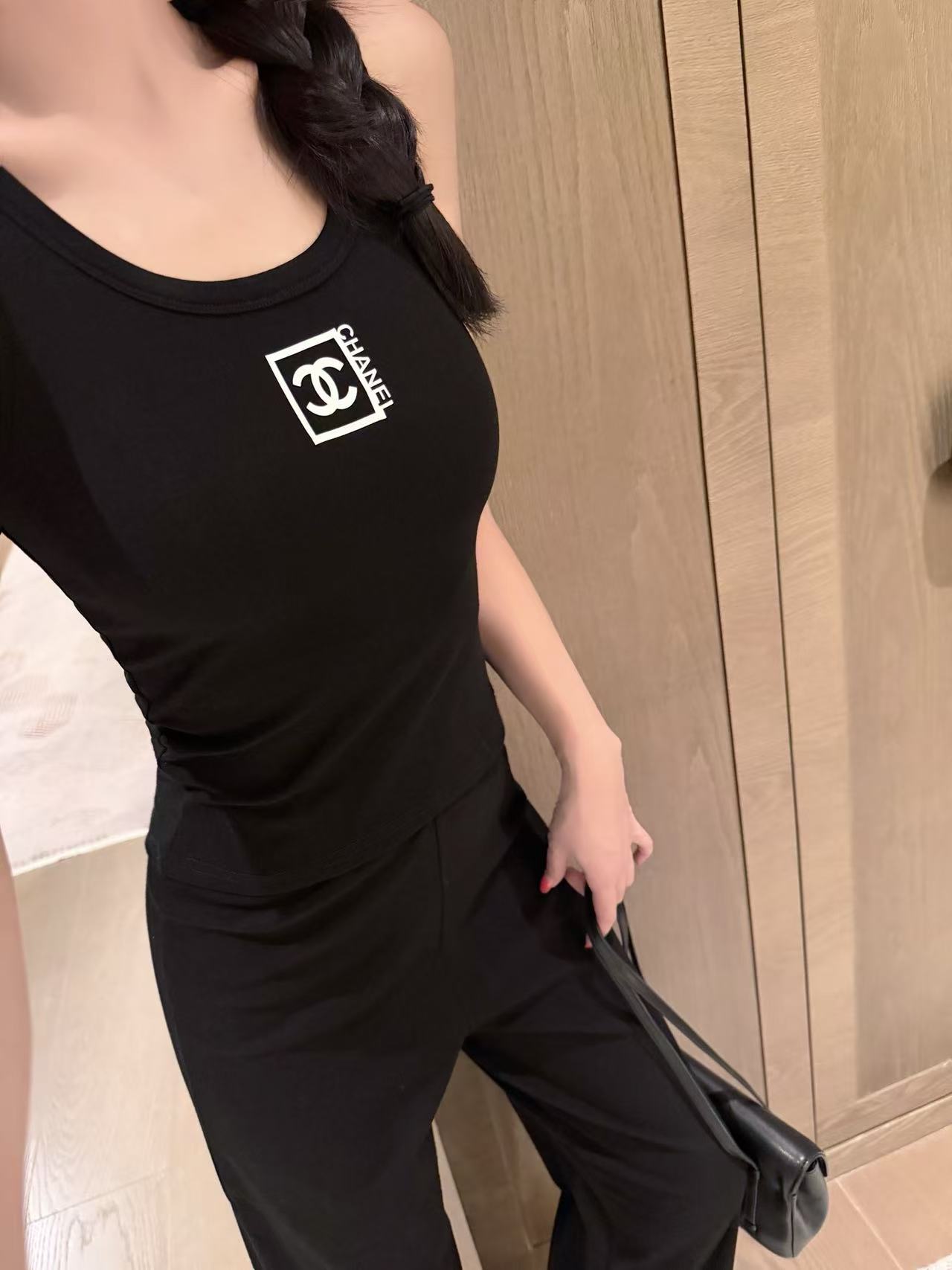 CHANE1 ダブルC ベスト＋パンツ ツーピースセット【50％割引+送料無料】