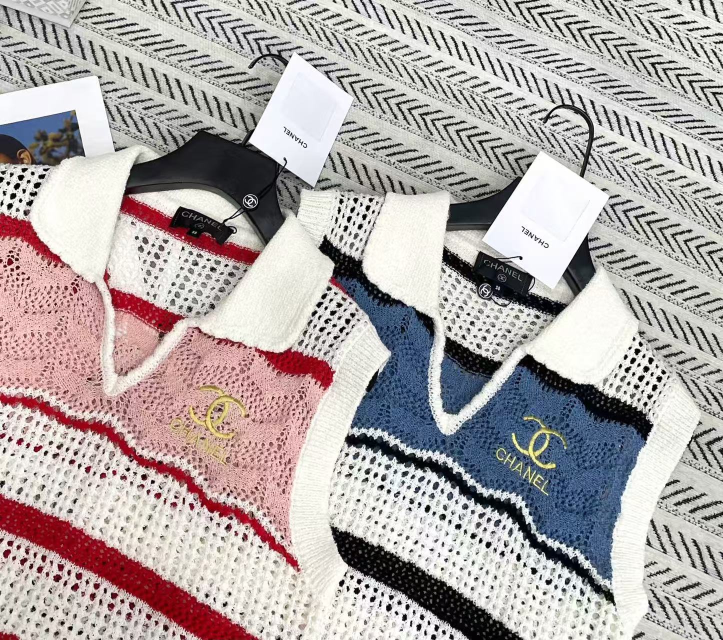 CHANE1 ダブルC刺繍入りウールベスト【50％割引+送料無料】
