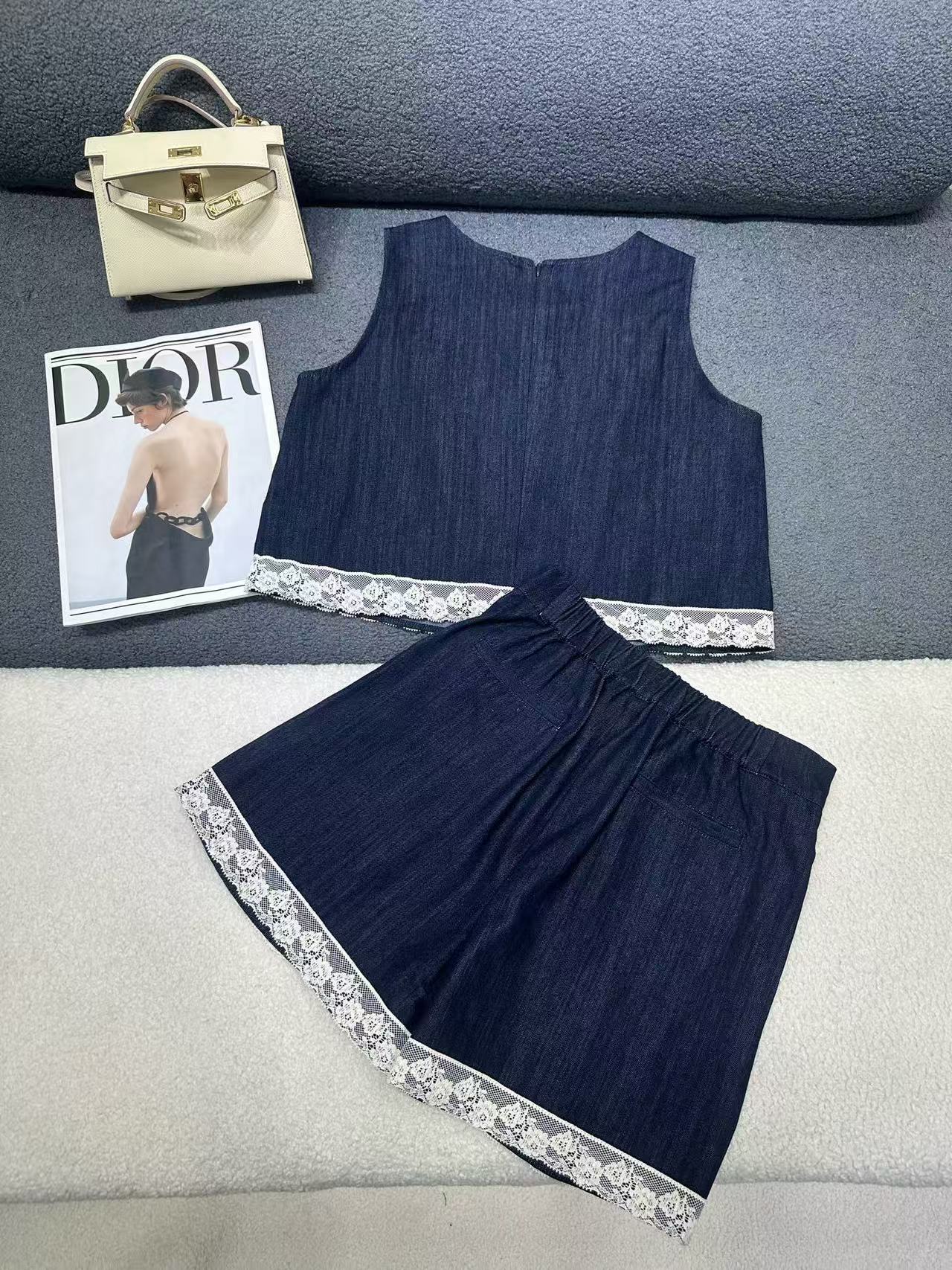 DIOR ハイクオリティ・デニムベスト＆ショートパンツ セットアップ【50％割引+送料無料】