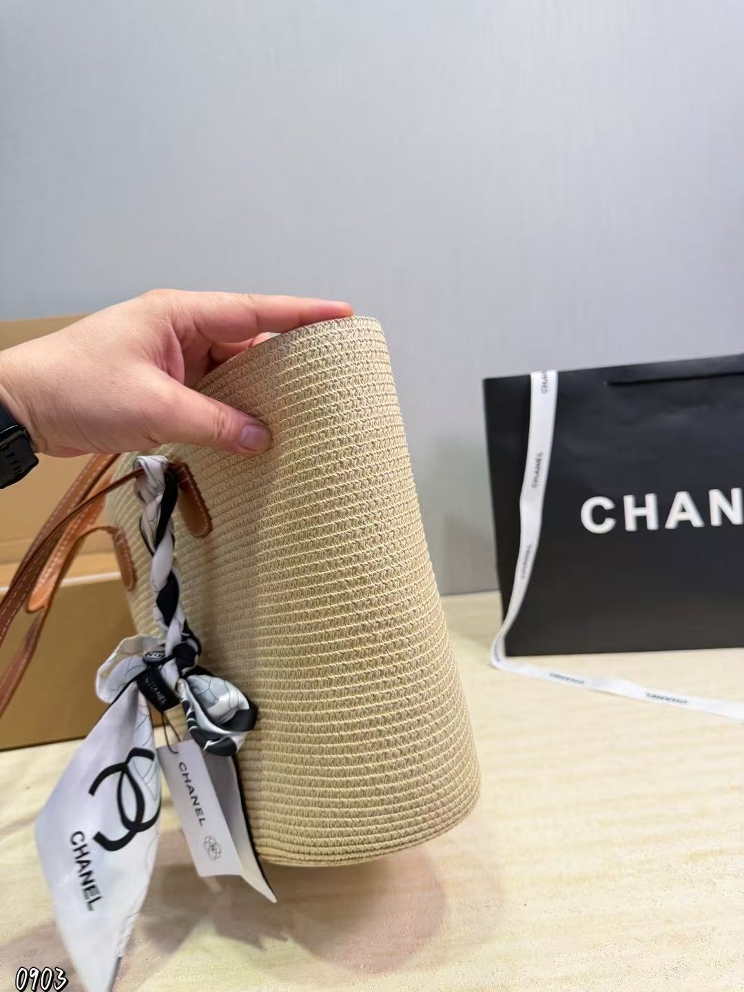 CHANE1 ストローハット＋ストローバッグ ツーピースセット【50％割引+送料無料】