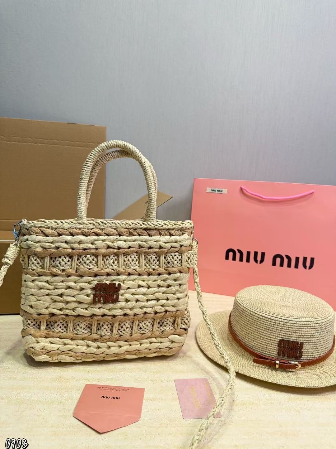 M1UM1U 麦わら帽子＆ハンドバッグ 2点セット【50％割引+送料無料】