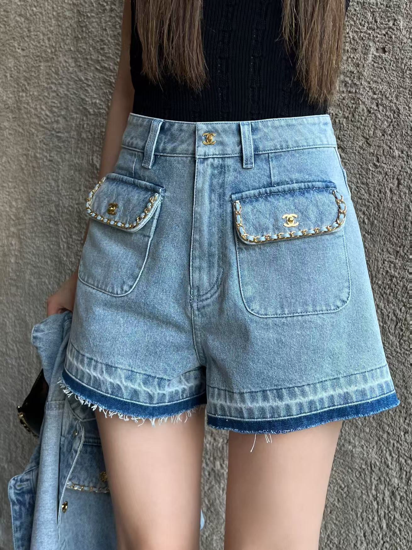 CHANE1 デニムジャケット＋ショートパンツ ツーピースセット【50％割引+送料無料】