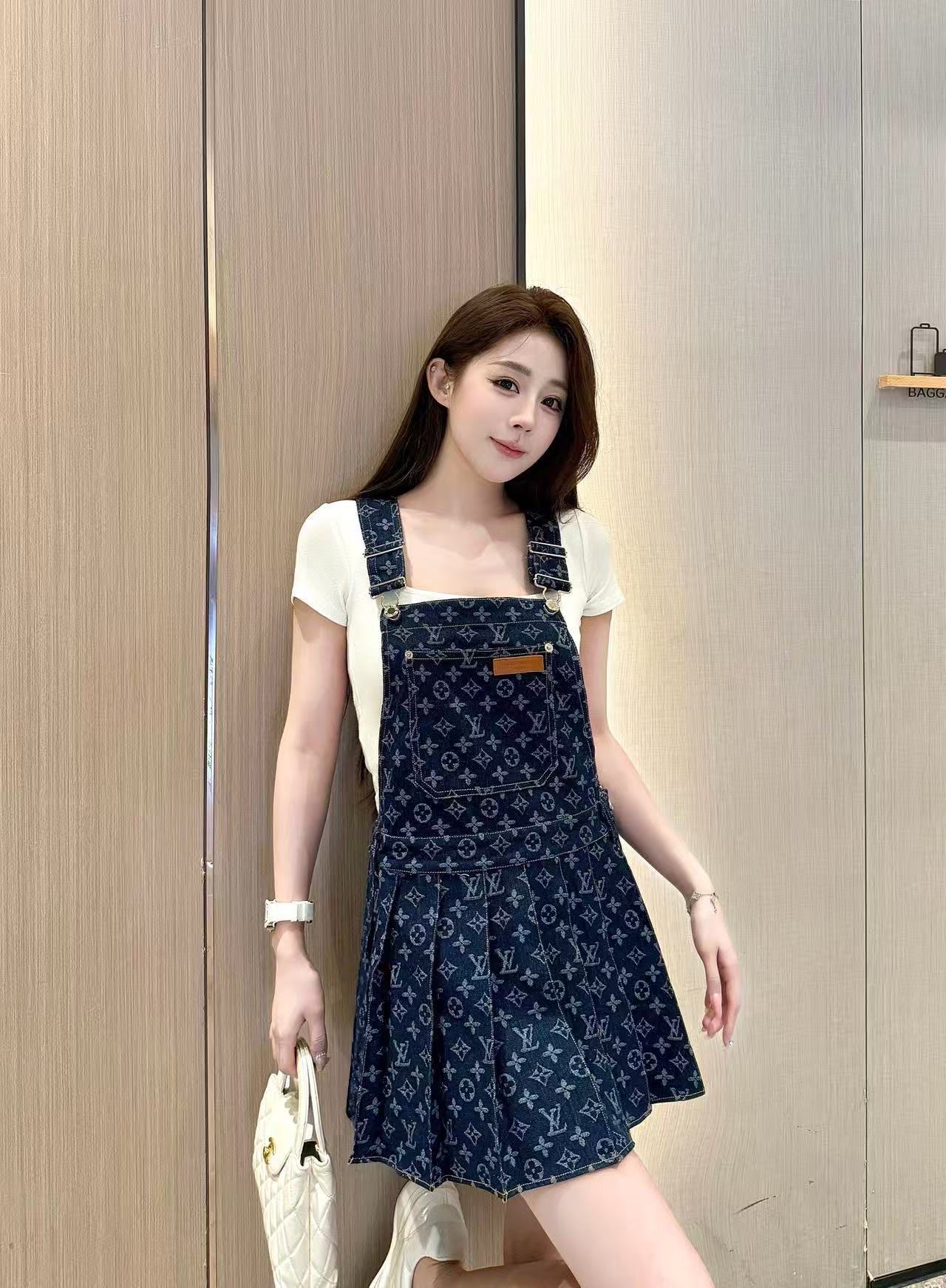 LV オールオーバーロゴ デニムドレス【50％割引+送料無料】