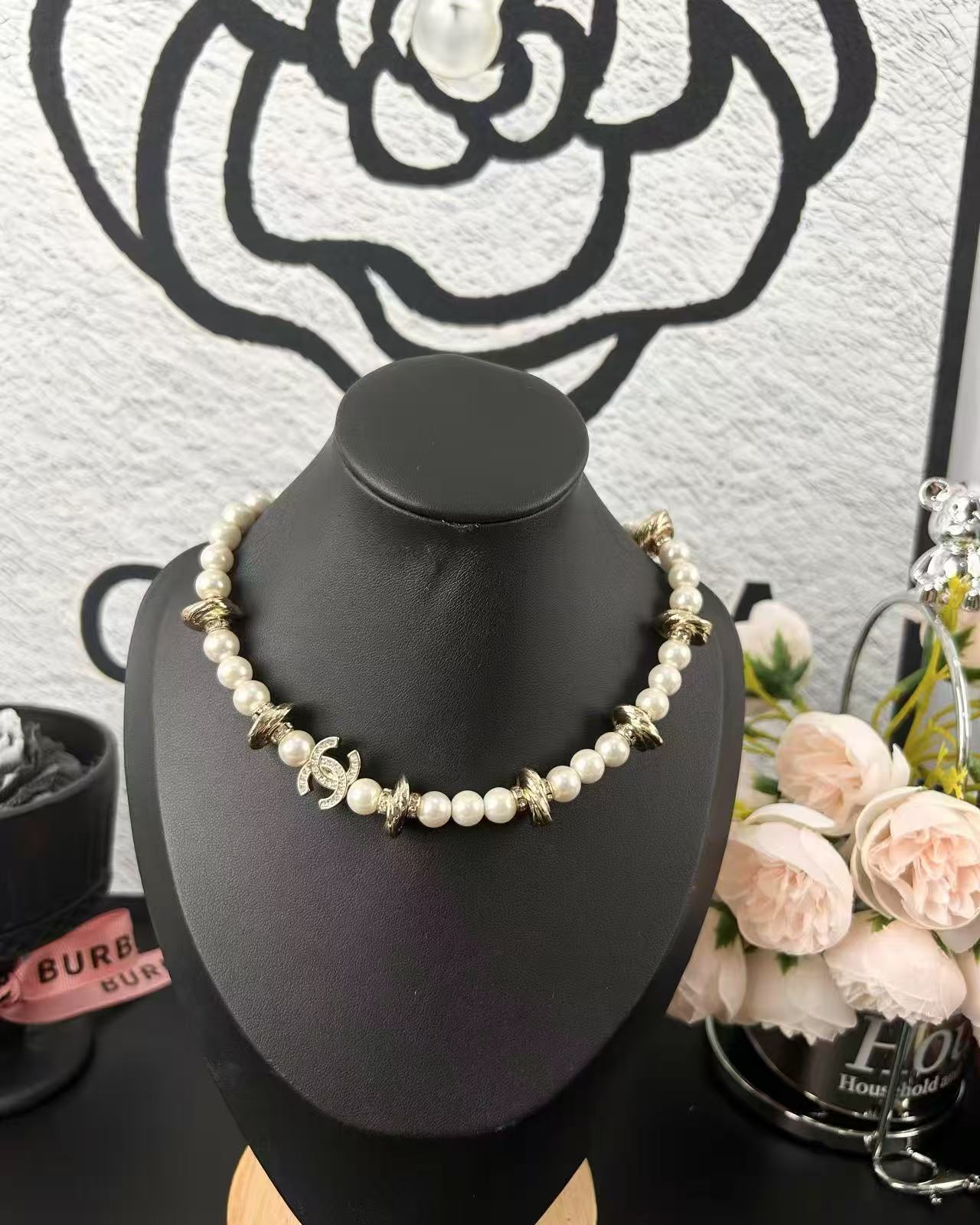 CHANE1 ダブルCパールネックレス【50％割引+送料無料】