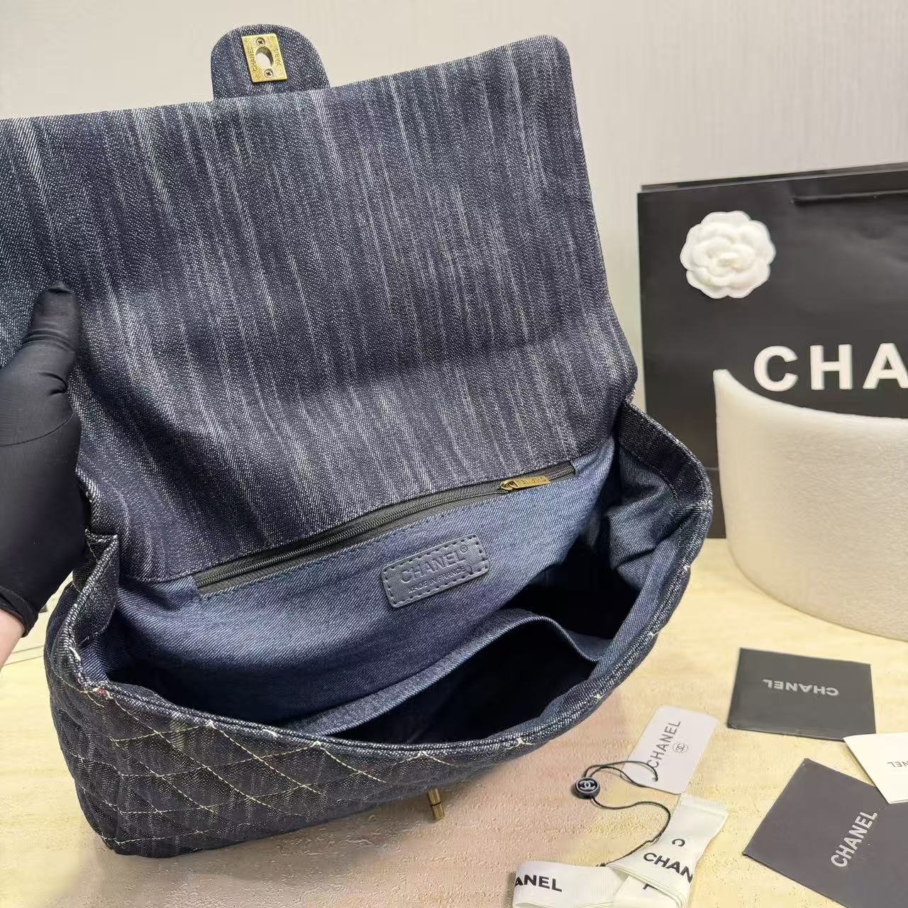 CHANE1 チェーンデニムハンドバッグ【50％割引+送料無料】
