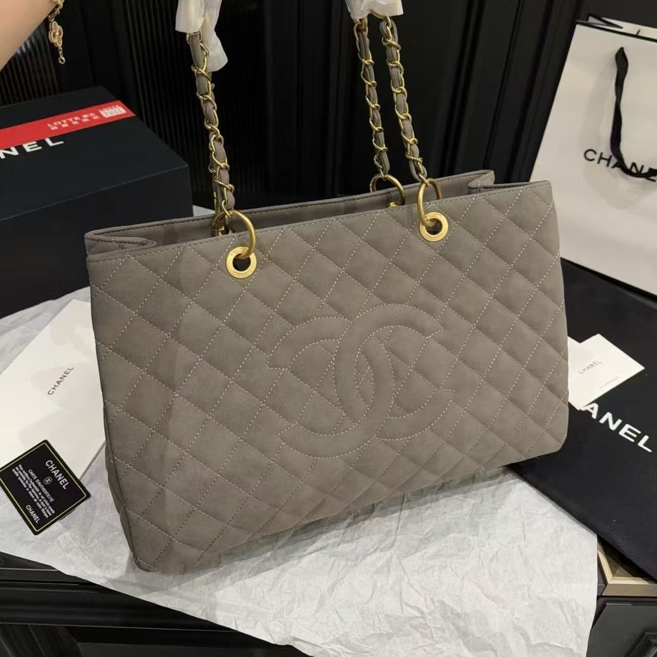 CHANE1 チェーンチェック柄ショッピングバッグ【50％割引+送料無料】