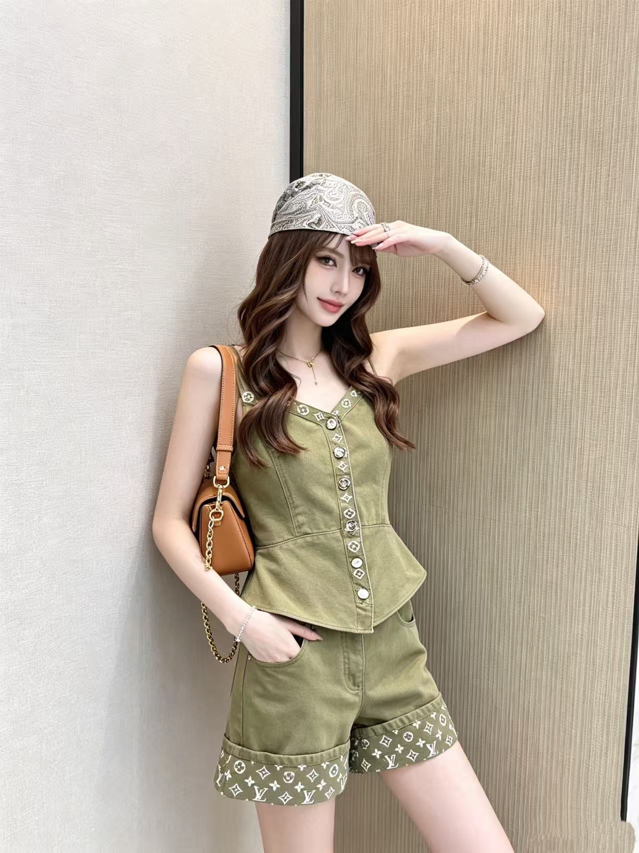 LV デニムベスト＆ショートパンツ セットアップ【50％割引+送料無料】