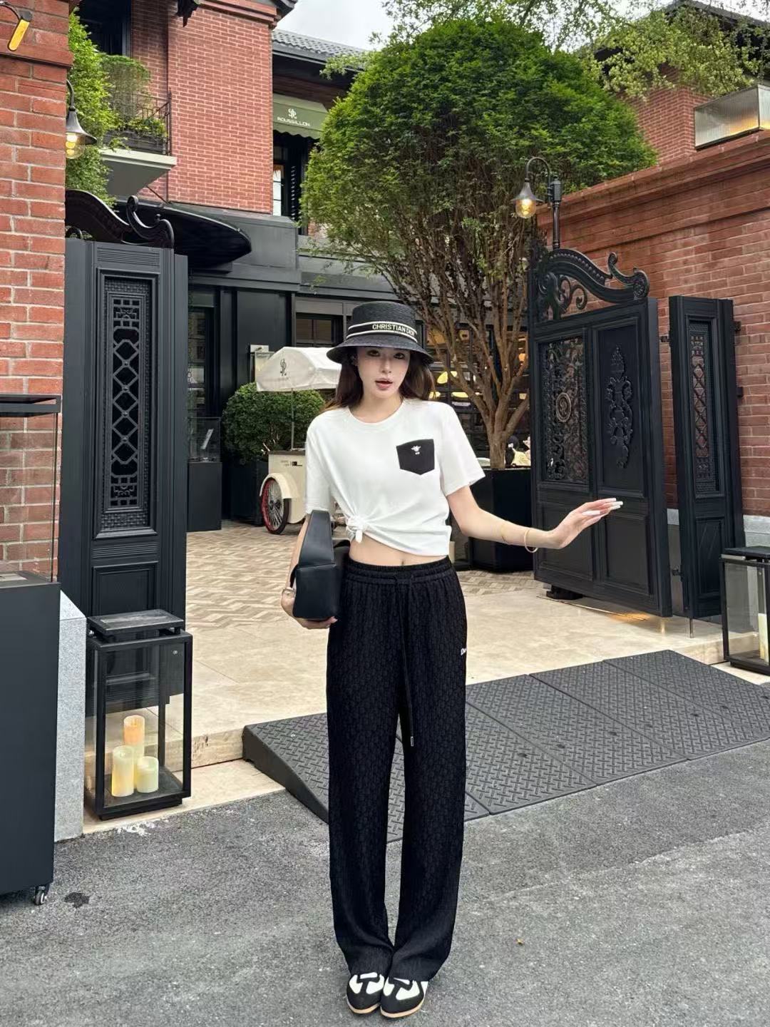 DI0Rポケット付きTシャツ＋パンツのツーピースセット A【50％割引+送料無料】