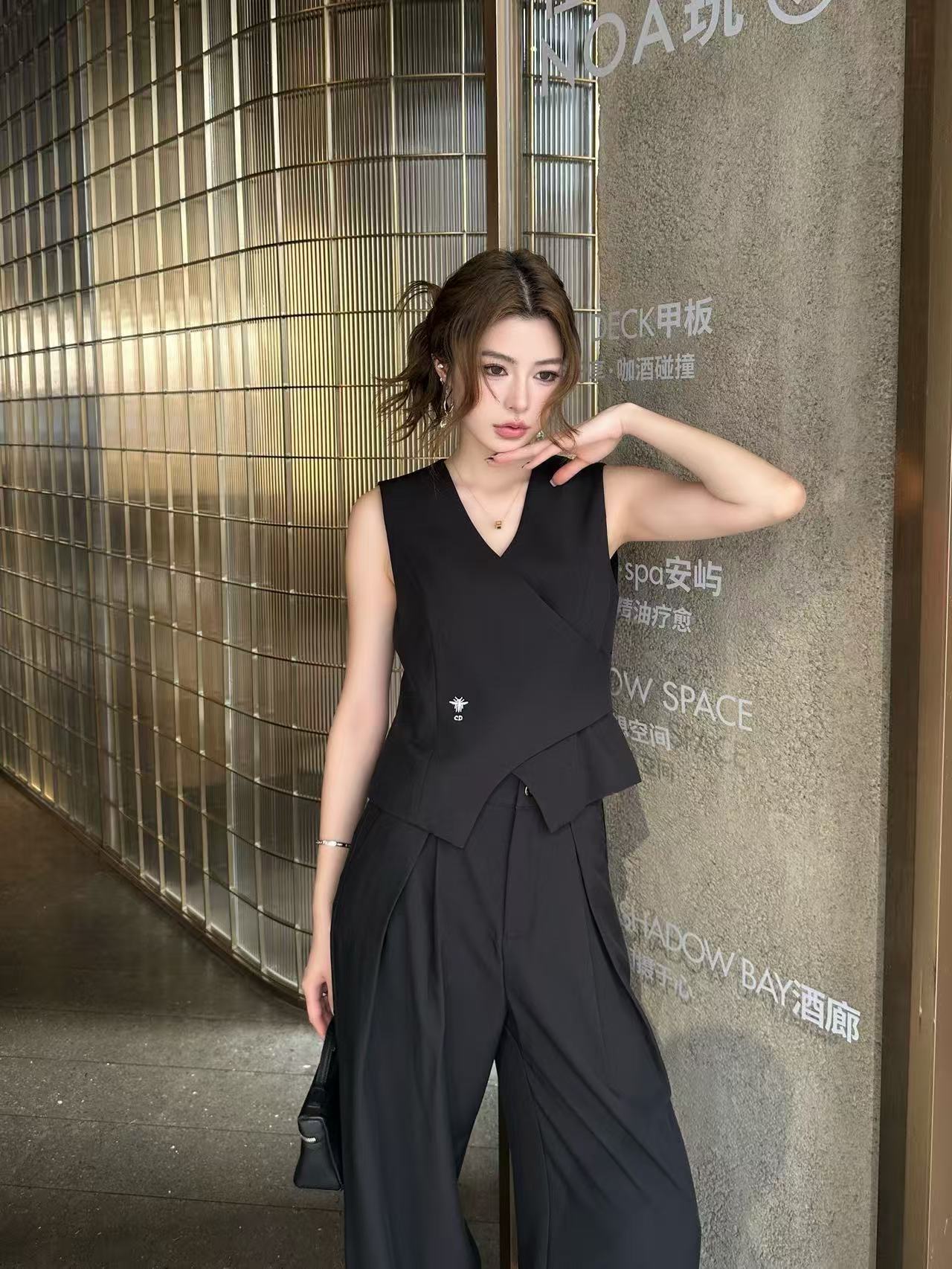DI0RV 襟付きベスト＋パンツ ツーピースセット【50％割引+送料無料】