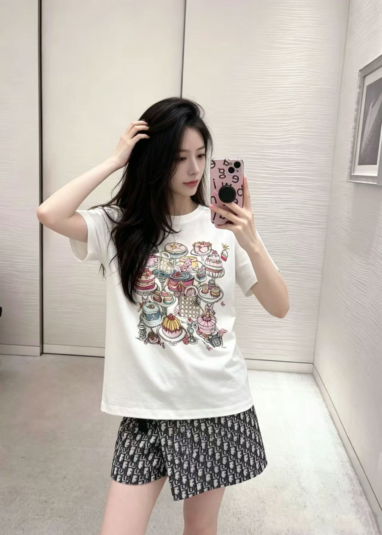 DIOR ペストリープリント レターTシャツ【50％割引+送料無料】