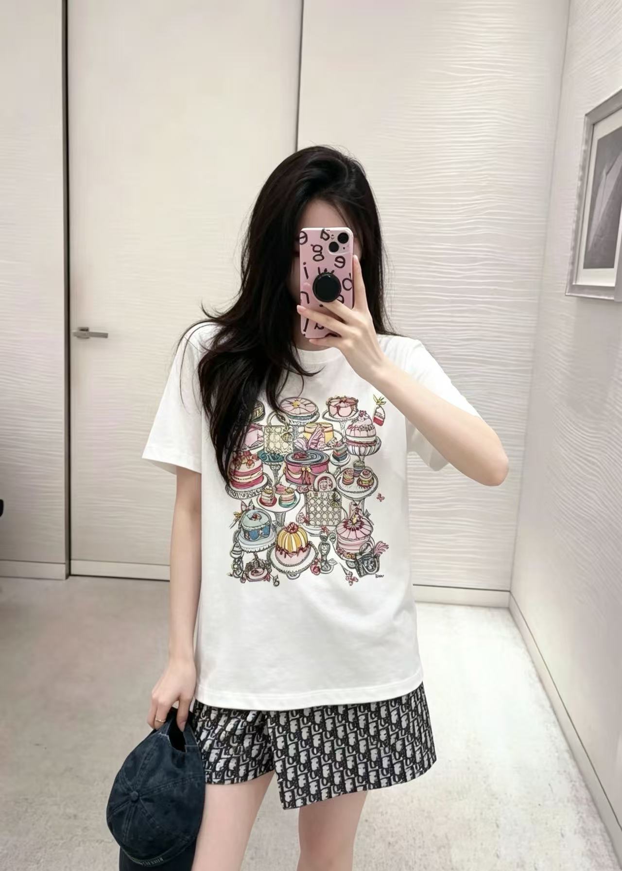 DIOR ペストリープリント レターTシャツ【50％割引+送料無料】