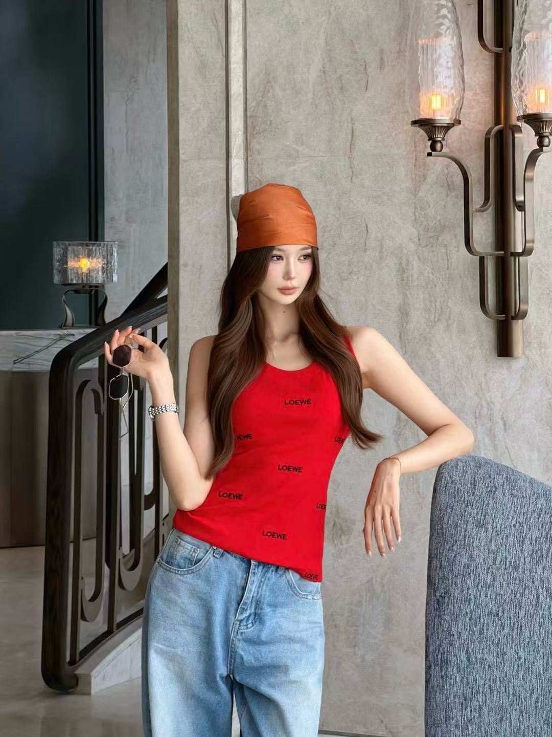 LOEWE レター刺繍入りタンクトップ／Tシャツ【50％割引+送料無料】