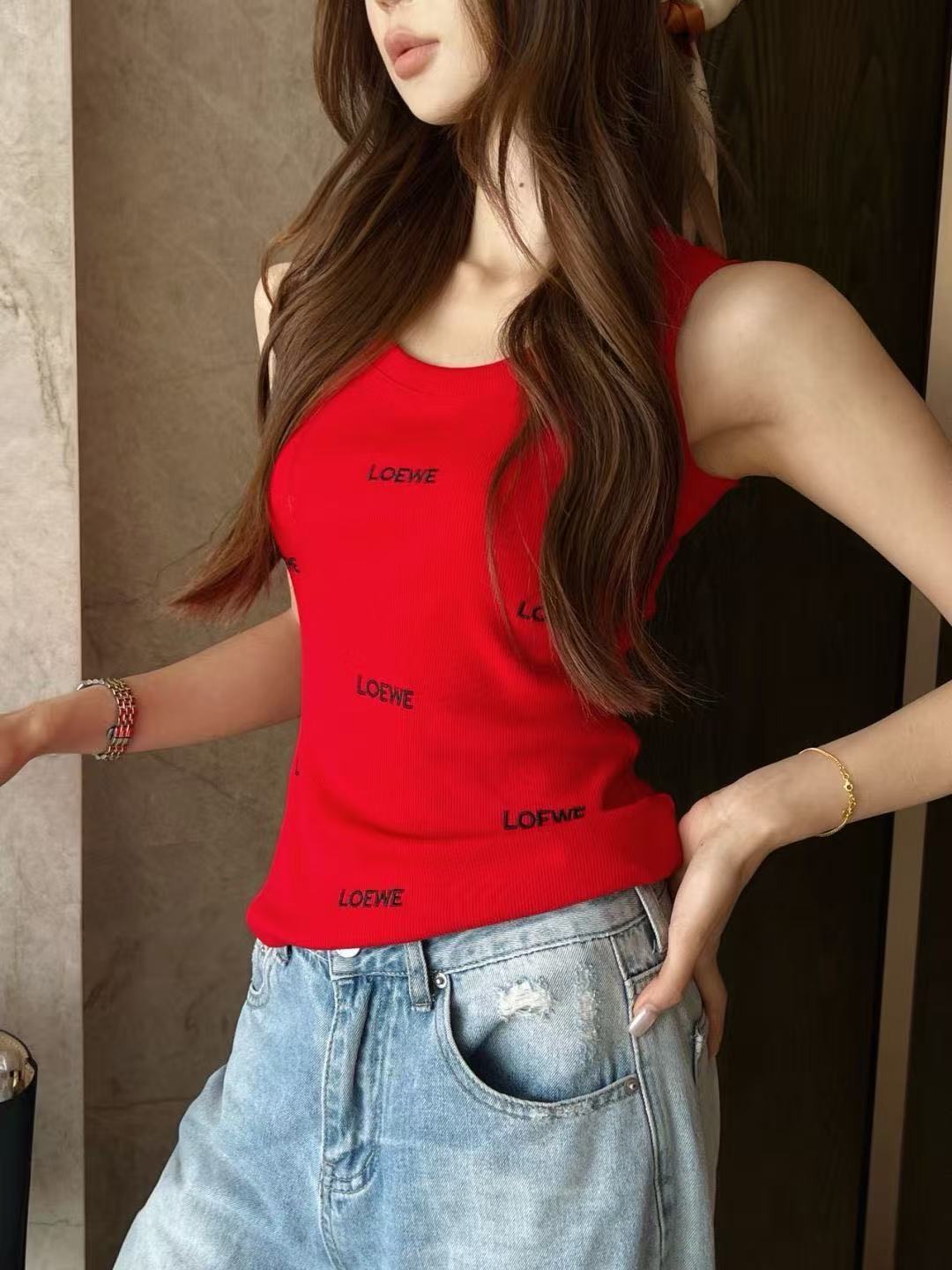 LOEWE レター刺繍入りタンクトップ／Tシャツ【50％割引+送料無料】