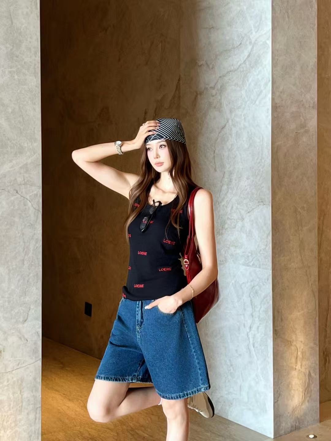 LOEWE レター刺繍入りタンクトップ／Tシャツ【50％割引+送料無料】
