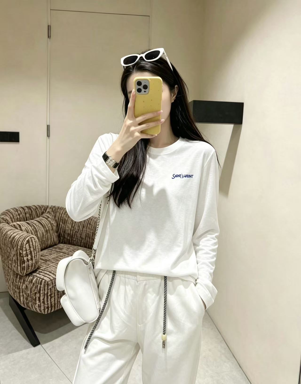 YSL刺繍入りレター長袖Tシャツ【50％割引+送料無料】