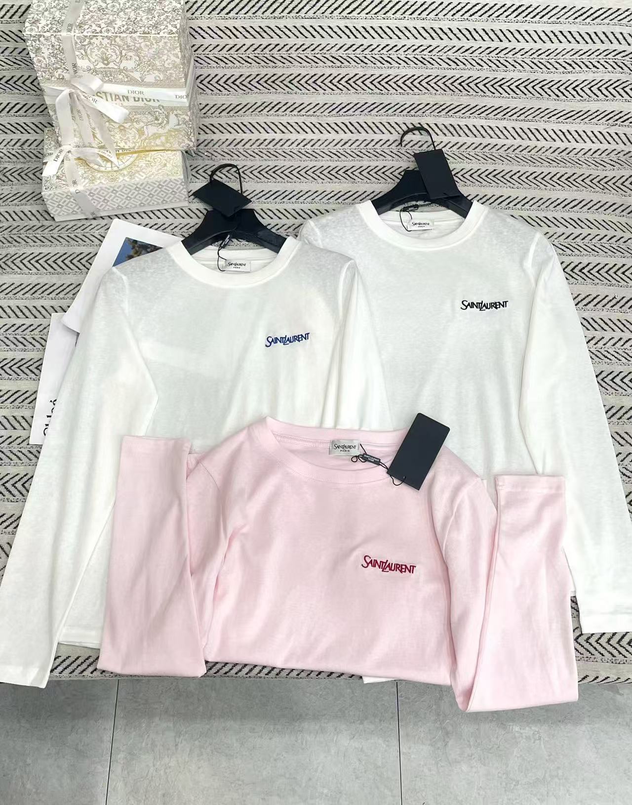 YSL刺繍入りレター長袖Tシャツ【50％割引+送料無料】