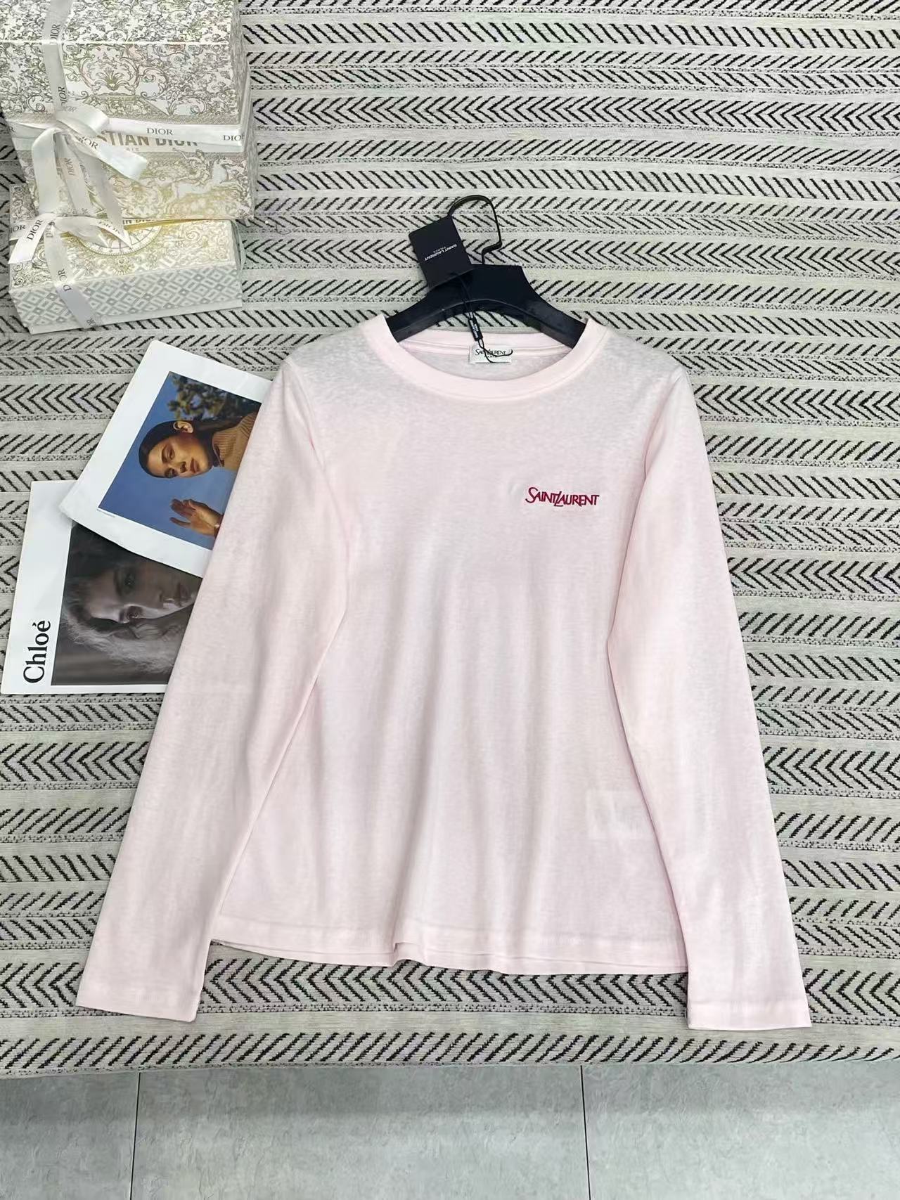 YSL刺繍入りレター長袖Tシャツ【50％割引+送料無料】
