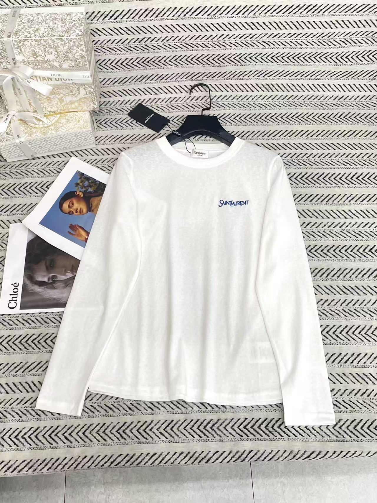 YSL刺繍入りレター長袖Tシャツ【50％割引+送料無料】