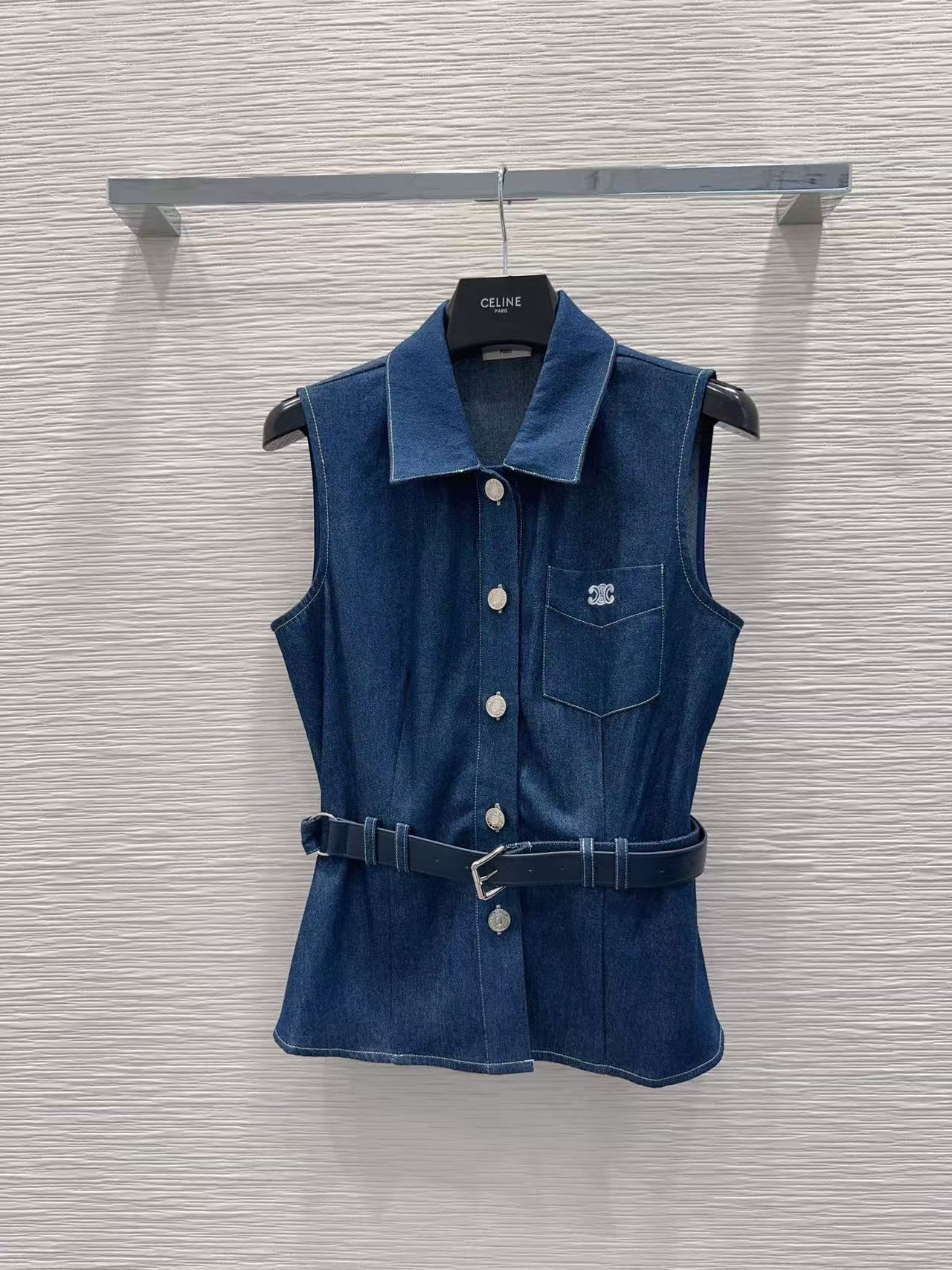 CEL1NE デニムベスト＋パンツ ツーピースセット【50％割引+送料無料】