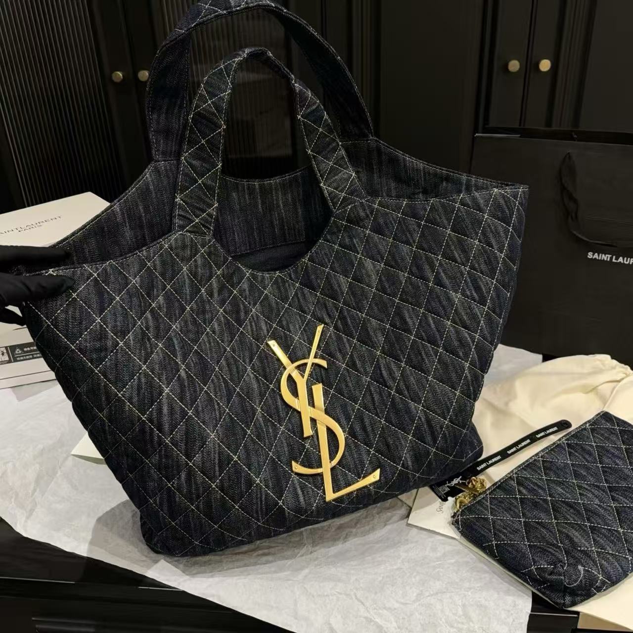 YSL lcareデニムのショッピングバッグ 【50％割引+送料無料】