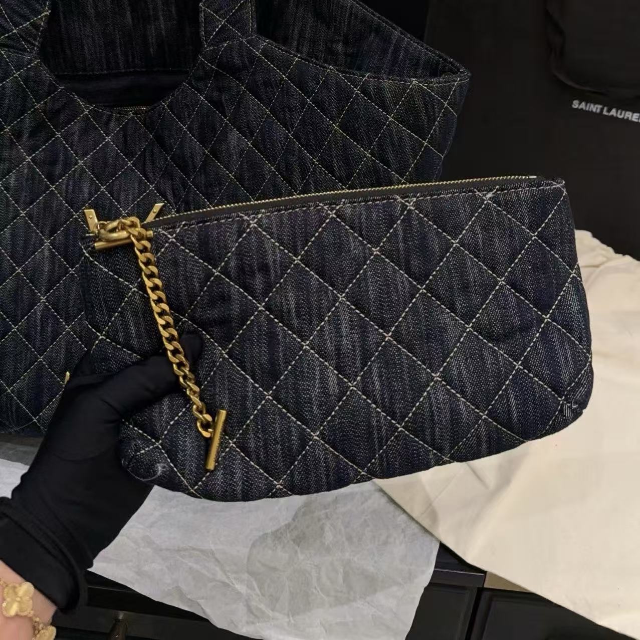 YSL lcareデニムのショッピングバッグ 【50％割引+送料無料】