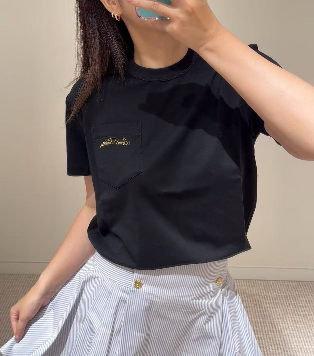 LVポケット刺繍レターTシャツ【50％割引+送料無料】