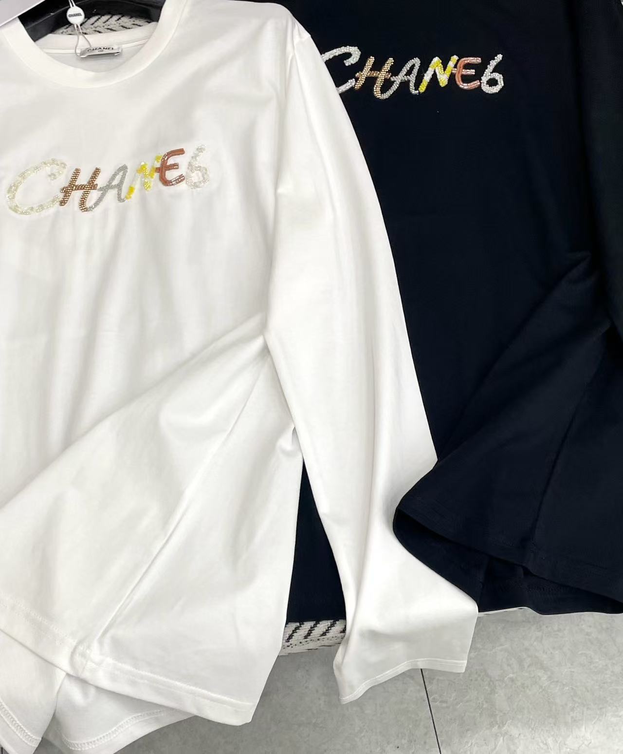 CHANE1 グラデーションレター長袖Tシャツ【50％割引+送料無料】
