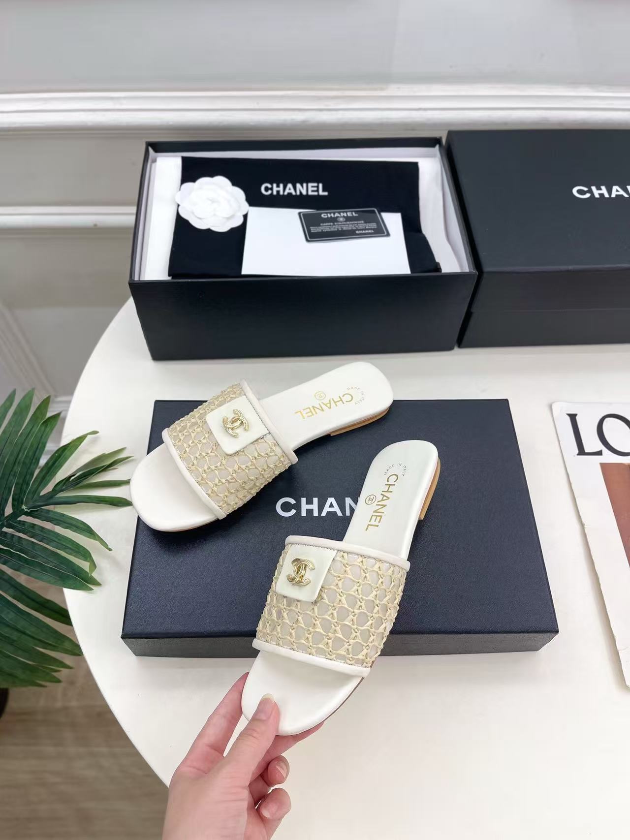 CHANE1 高品質ダブルC中空スリッパ【50％割引+送料無料】