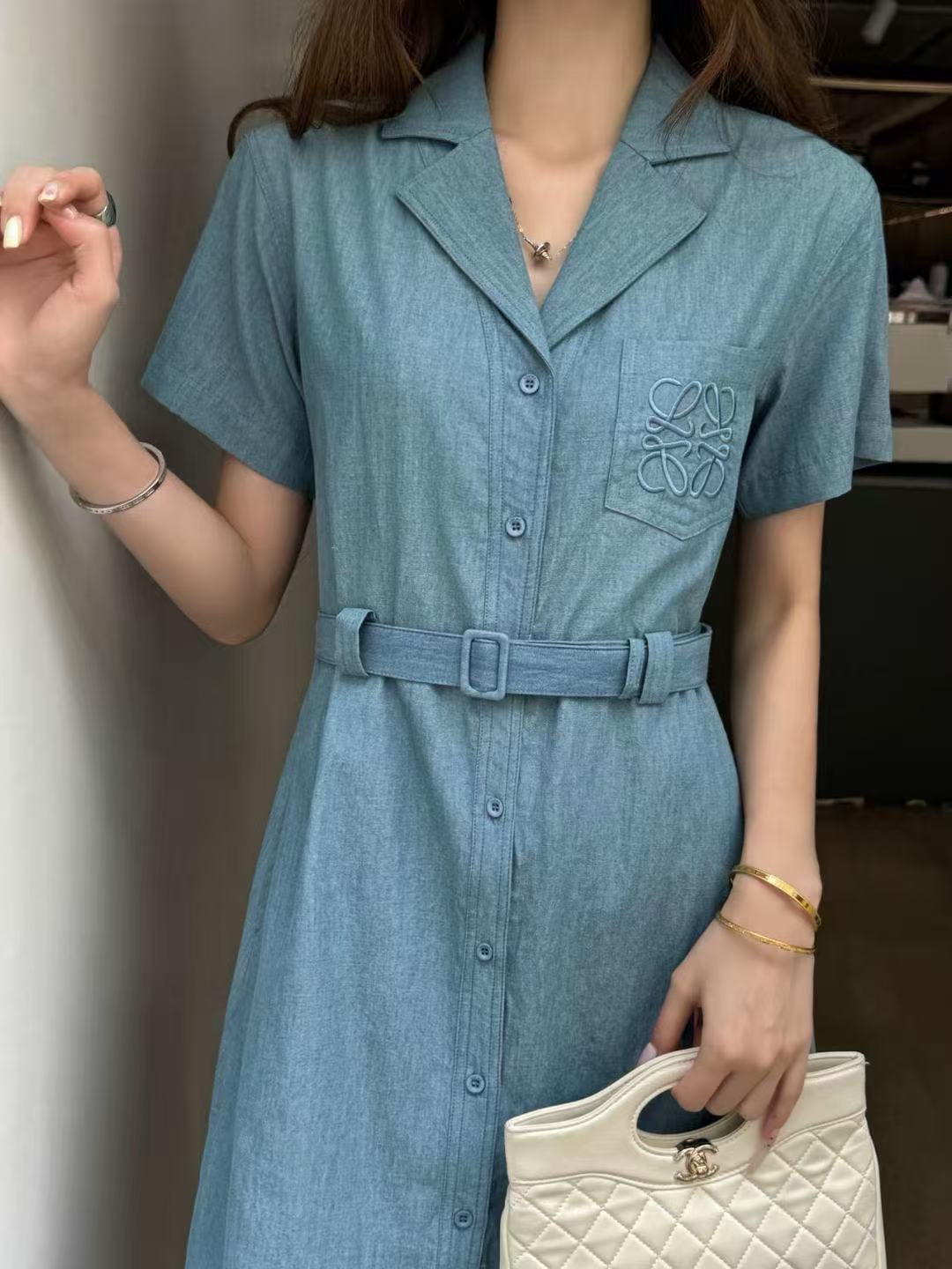 L0WEW 刺繍入りポケットドレス【50％割引+送料無料】