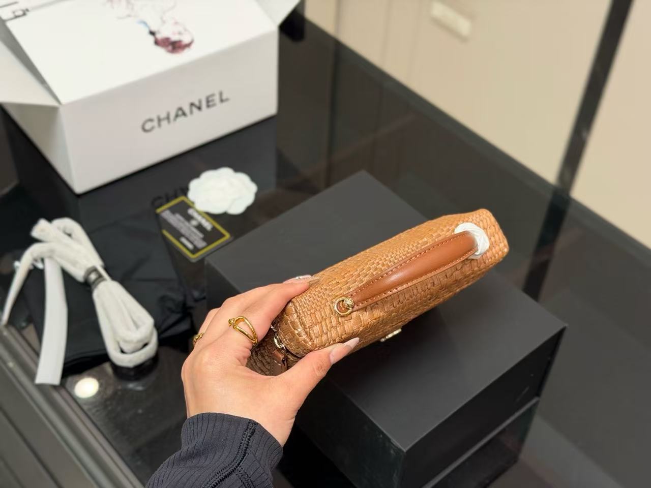 CHANE1 ダブルC ストローチェーンバッグ【50％割引+送料無料】