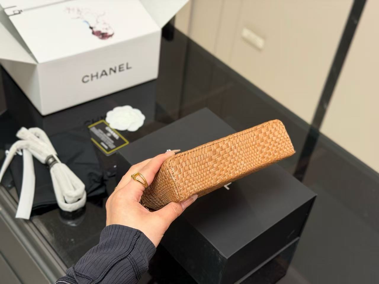 CHANE1 ダブルC ストローチェーンバッグ【50％割引+送料無料】